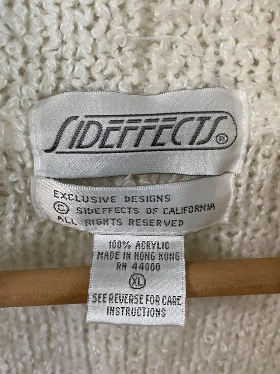 Vintage 80s White Chunky Knit Cardigan Slouchy Open Front Sweater | Size M-XL - Picture 4 of 11